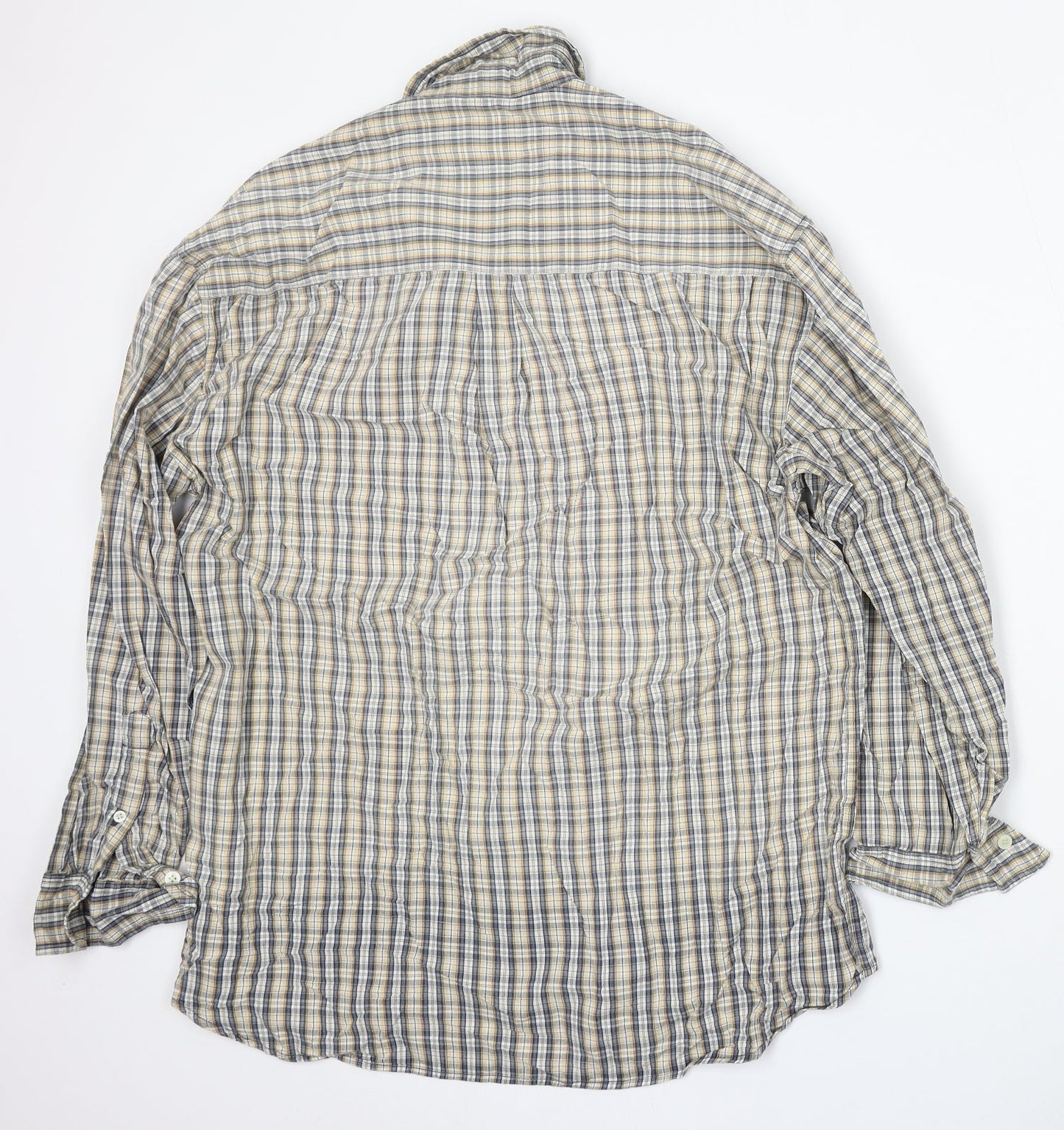 Cedar Wood State Mens Yellow Plaid Cotton  Button-Up Size M Collared Button