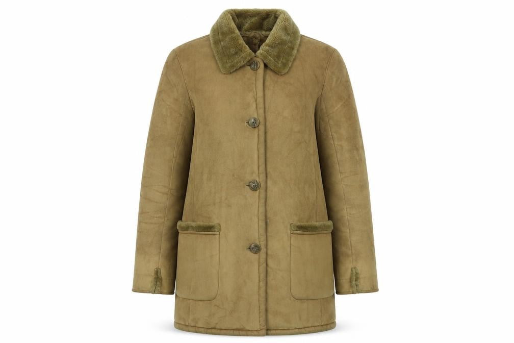 Preworn Womens Beige   Pea Coat Coat Size M  Button