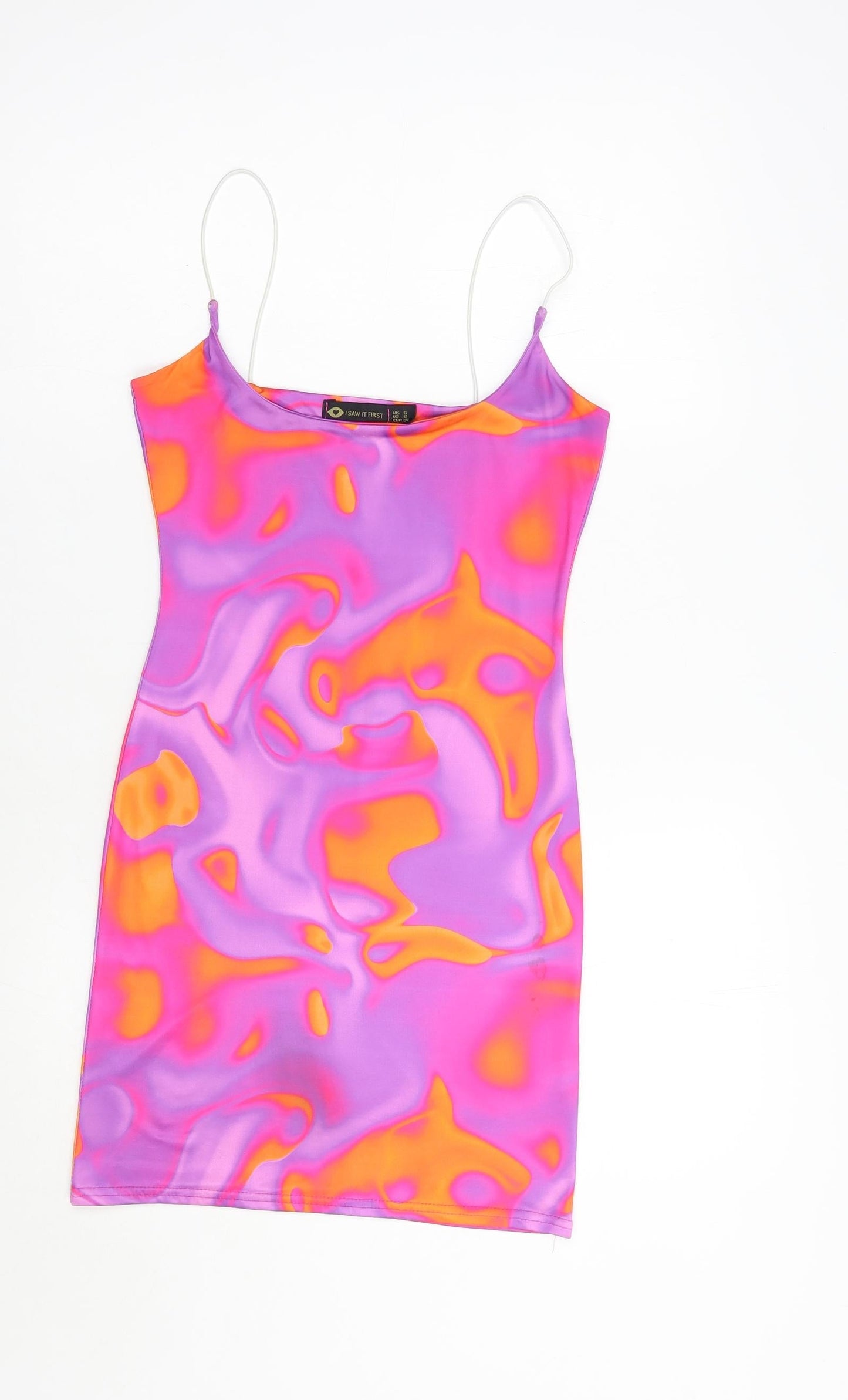 I SAW IT FIRST Womens Purple Geometric Polyester Bodycon  Size 6  Round Neck Pullover