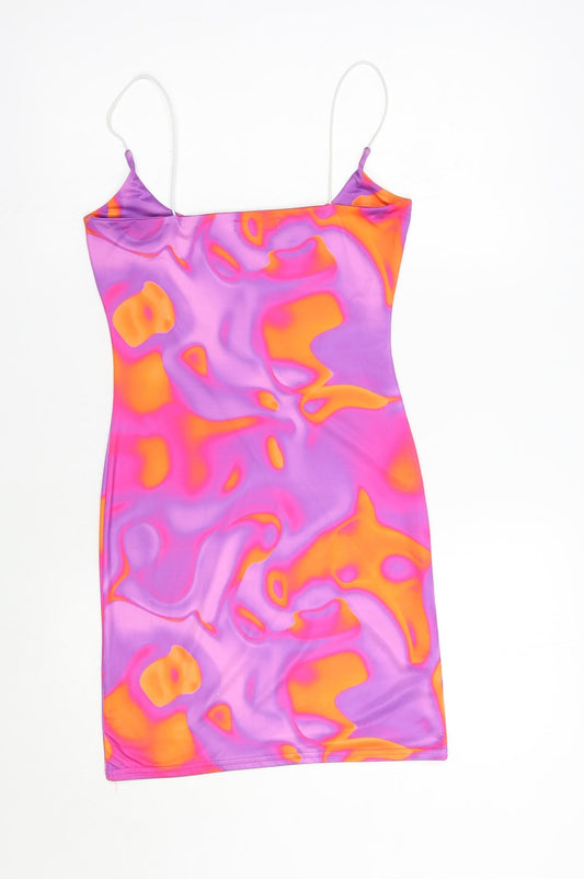 I SAW IT FIRST Womens Purple Geometric Polyester Bodycon  Size 6  Round Neck Pullover