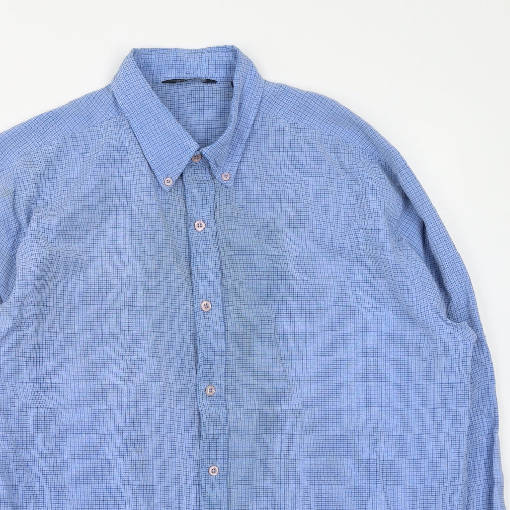 Gianni Vironi Mens Blue  Polyester  Button-Up Size M Collared