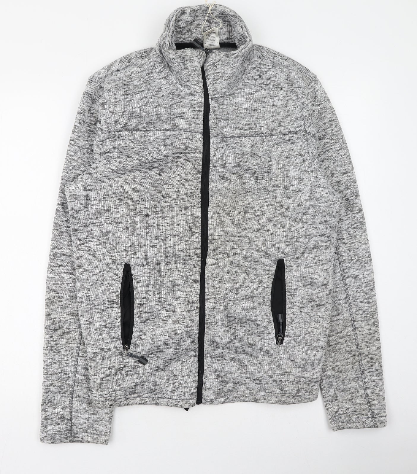 Crane Mens Grey High Neck  Polyester Full Zip Jumper Size L