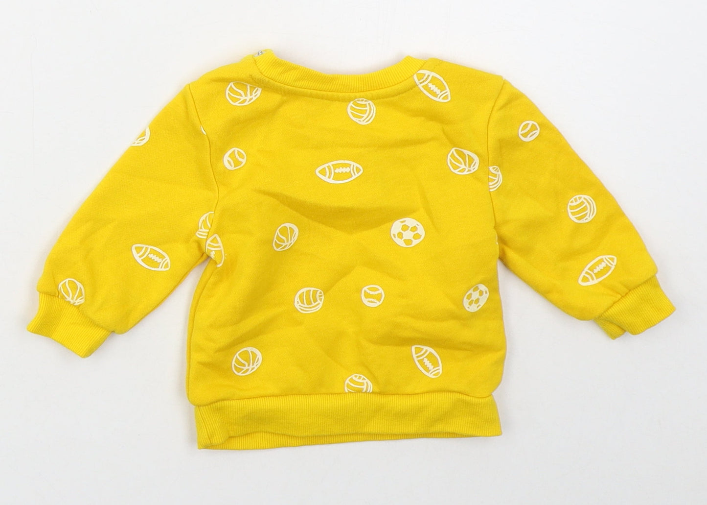 Primark Boys Yellow  Cotton Basic T-Shirt Size 3-6 Months Crew Neck Pullover - Lets Play