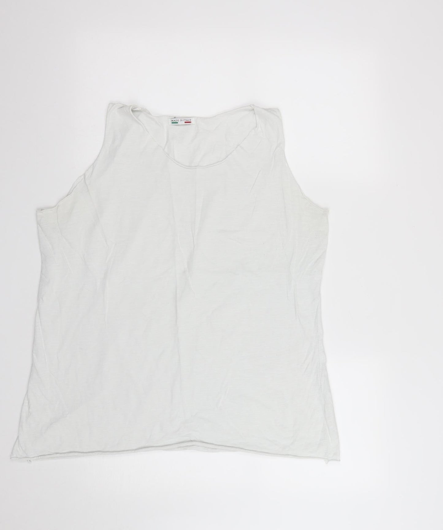 Made in Italy Womens White  Cotton Basic T-Shirt Size M Round Neck
