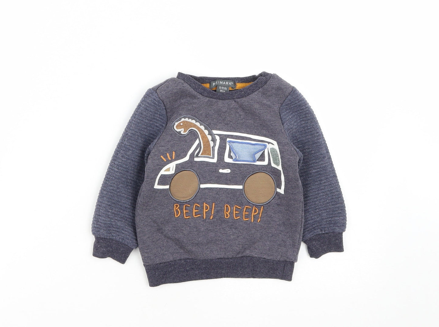 Primark Boys Blue  Polyester  Jumper Size 12-18 Months   - Dinosaur Print