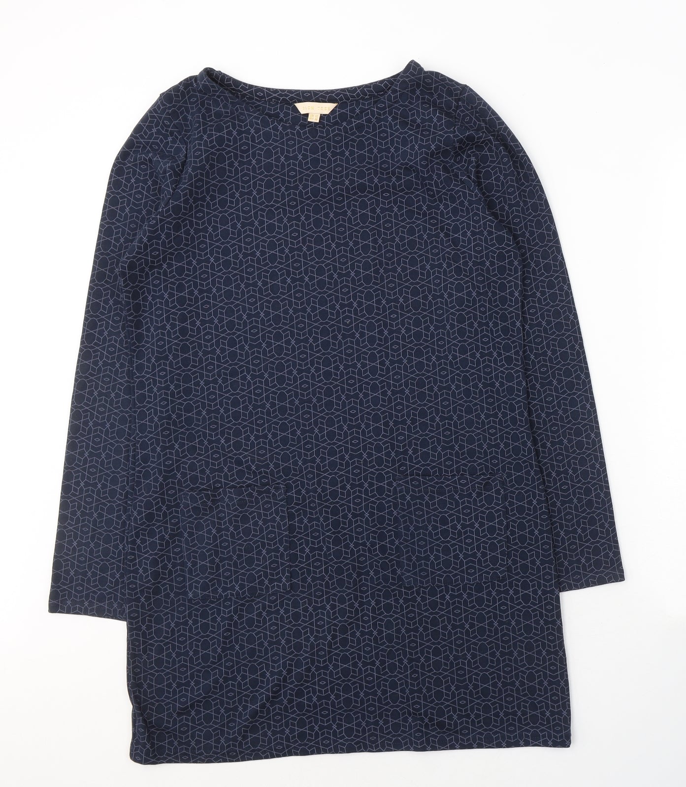 Plum Tree Womens Blue Geometric Polyester Jumper Dress  Size 12  Round Neck Pullover