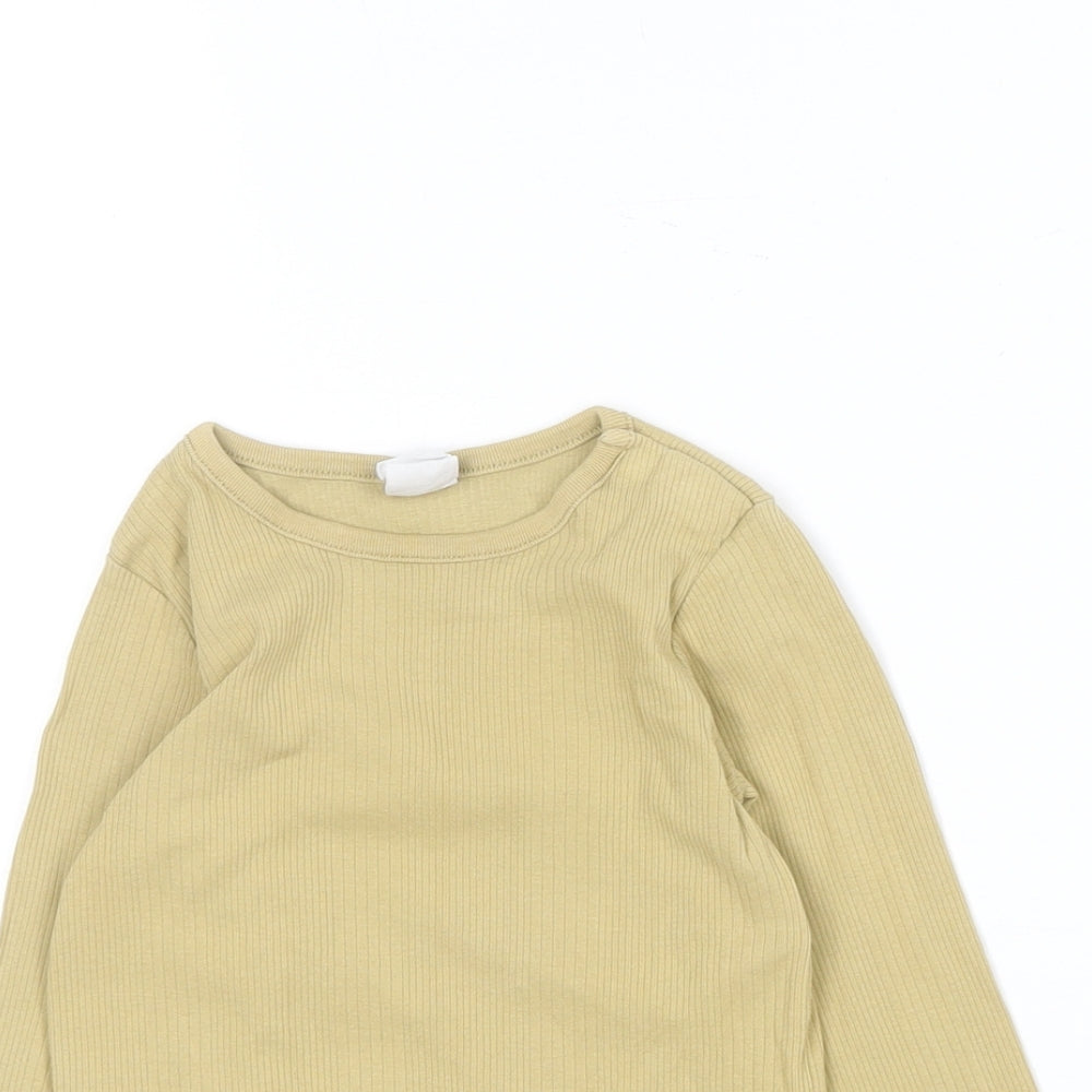H&M Baby Brown  Cotton Basic T-Shirt Size 12-18 Months Round Neck