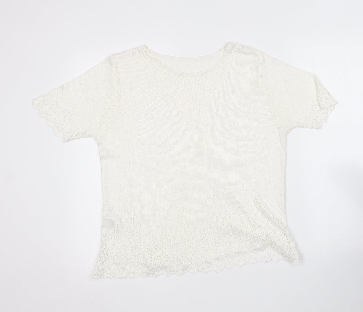 Marks and Spencer Womens White Round Neck  Acrylic Pullover Jumper Size 18