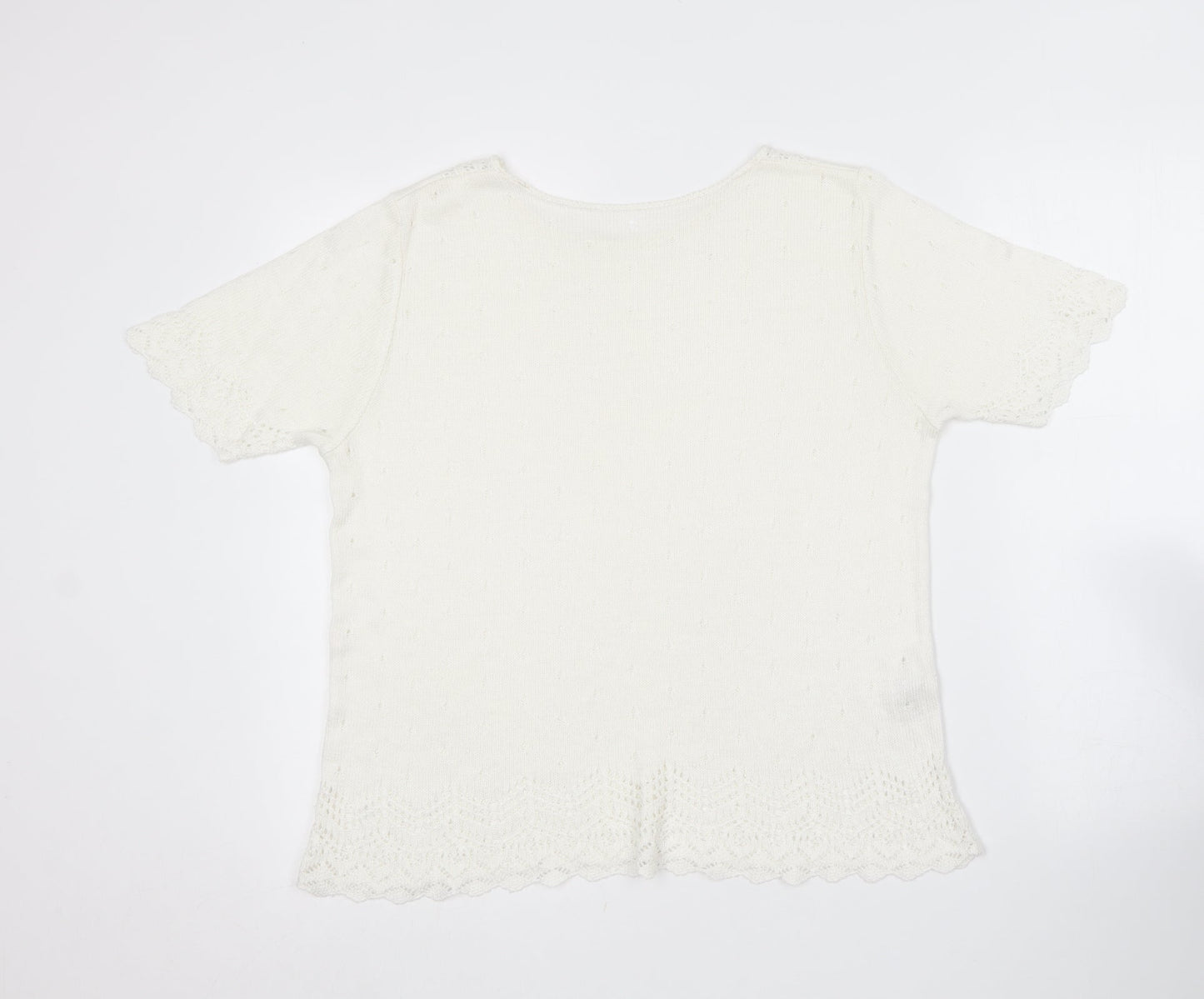 Marks and Spencer Womens White Round Neck  Acrylic Pullover Jumper Size 18