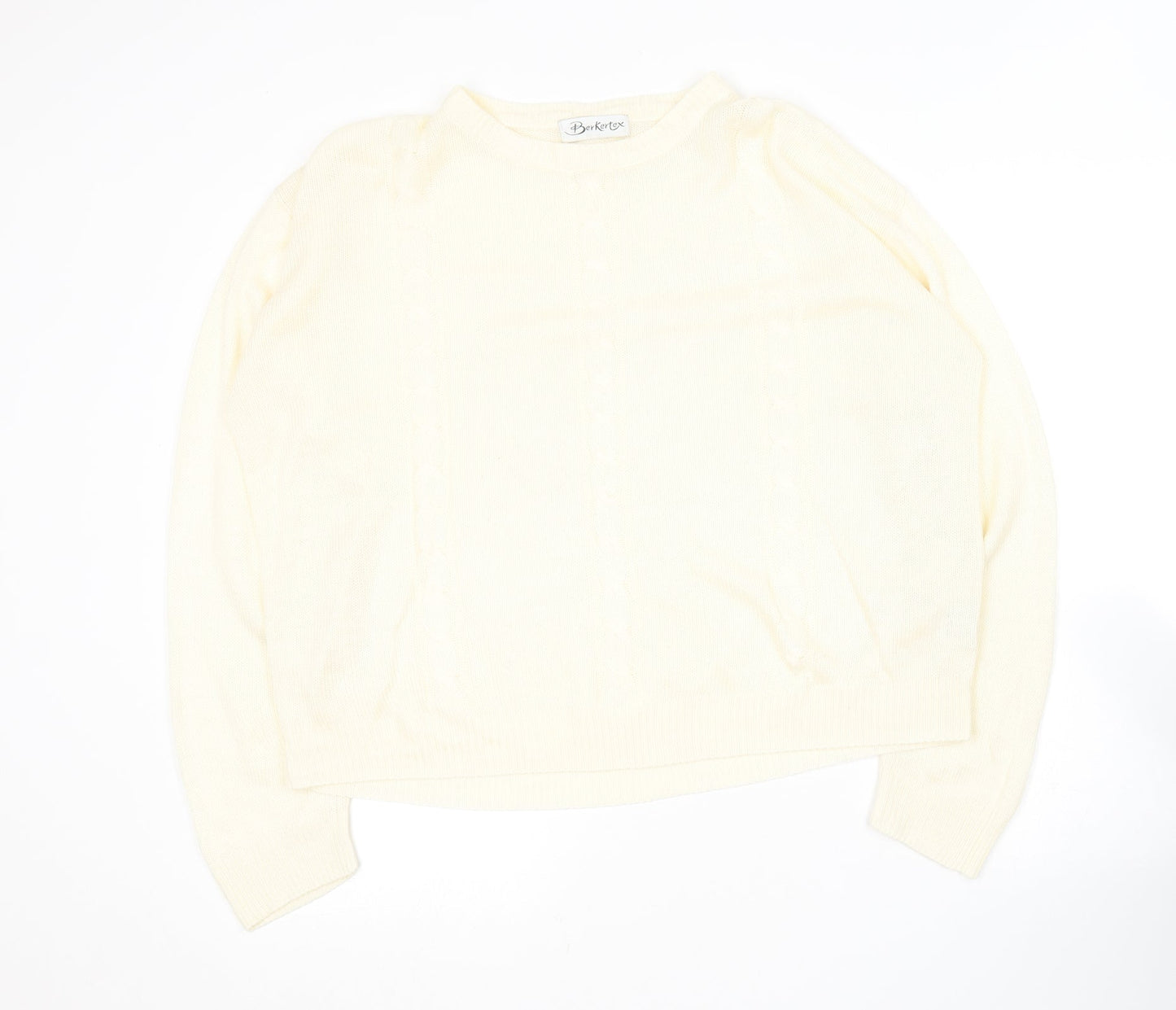 Berkertex Womens Yellow Round Neck  Acrylic Pullover Jumper Size 18