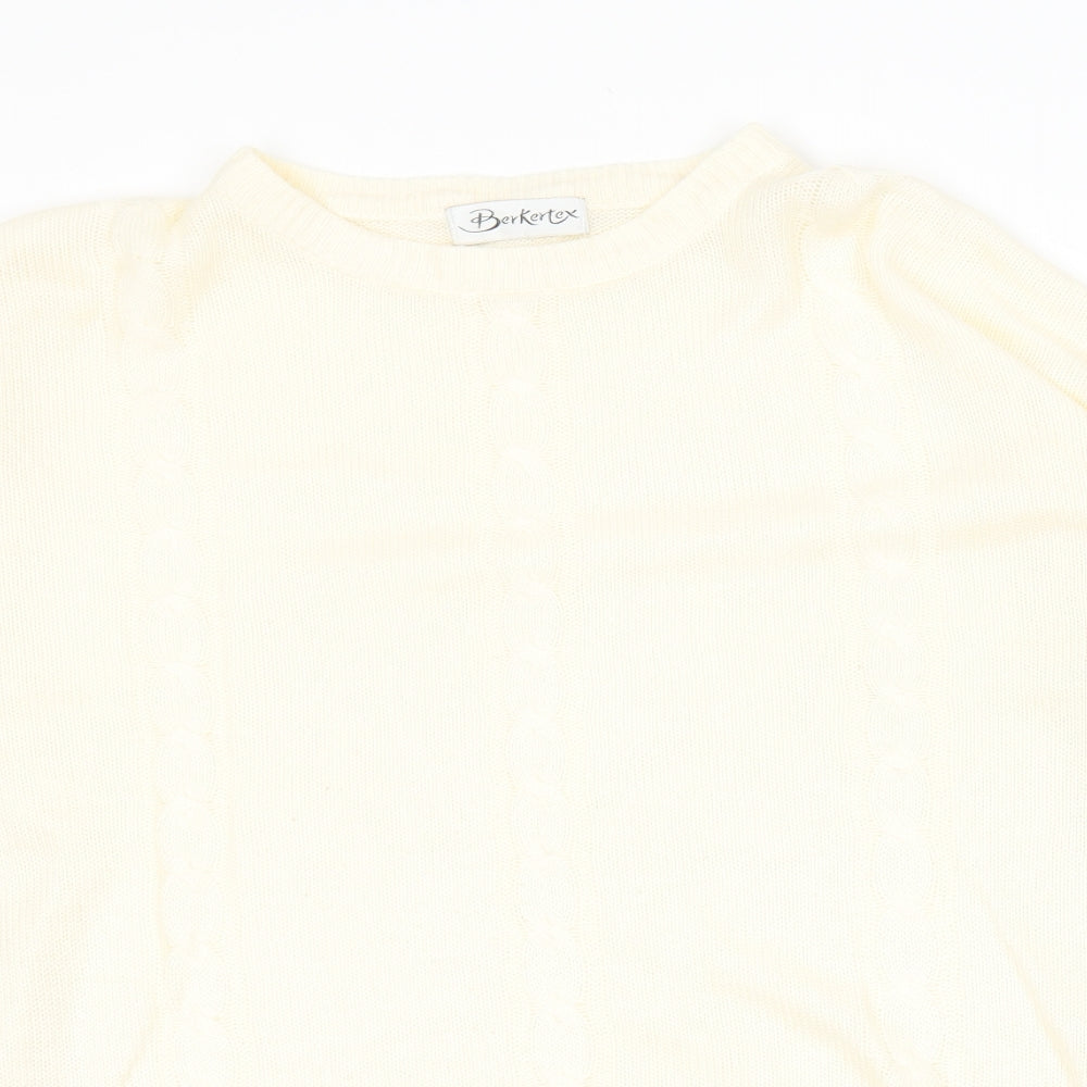 Berkertex Womens Yellow Round Neck  Acrylic Pullover Jumper Size 18