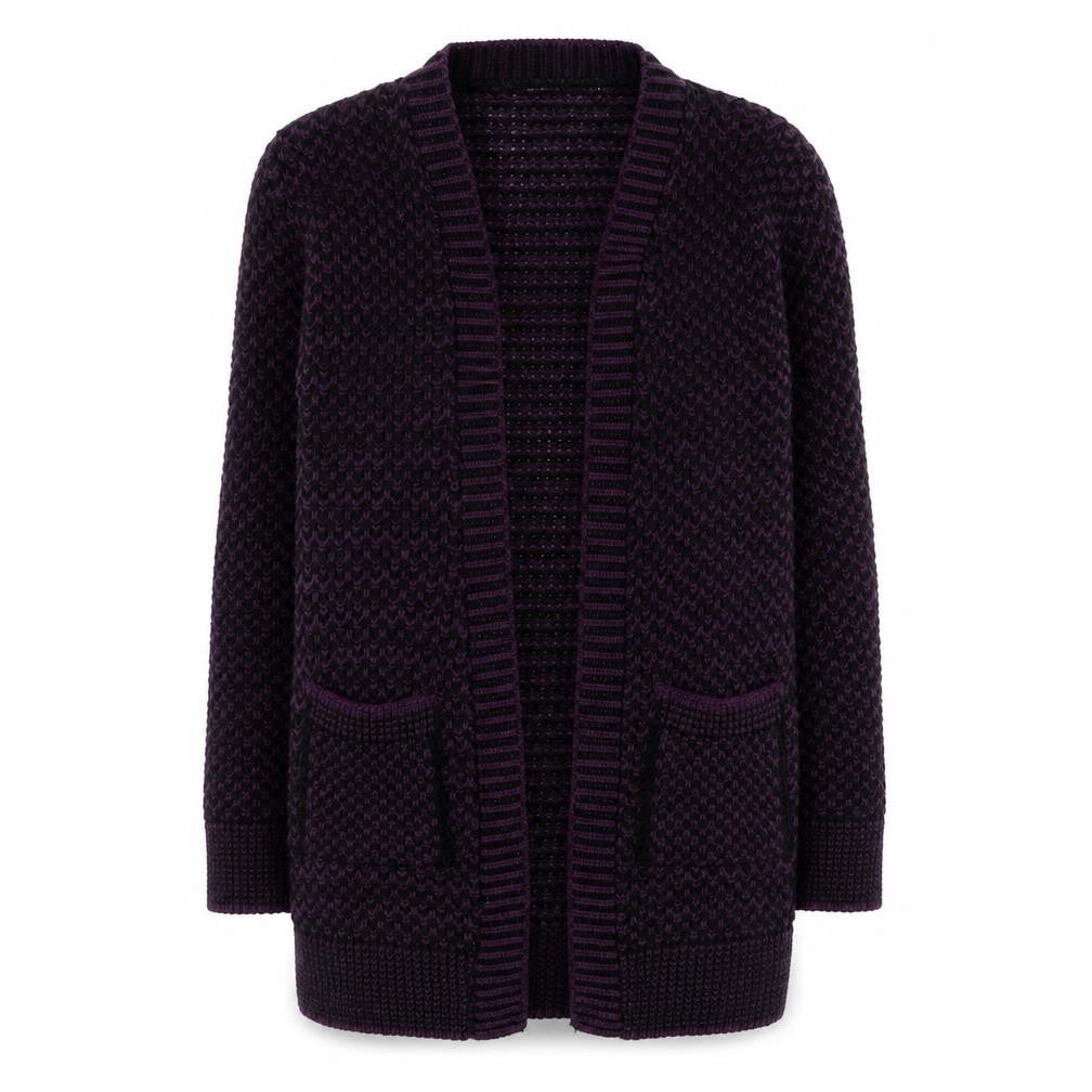 Glimpse  Womens Purple Collared  Acrylic Cardigan Jumper Size S