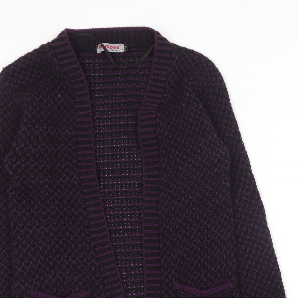 Glimpse  Womens Purple Collared  Acrylic Cardigan Jumper Size S