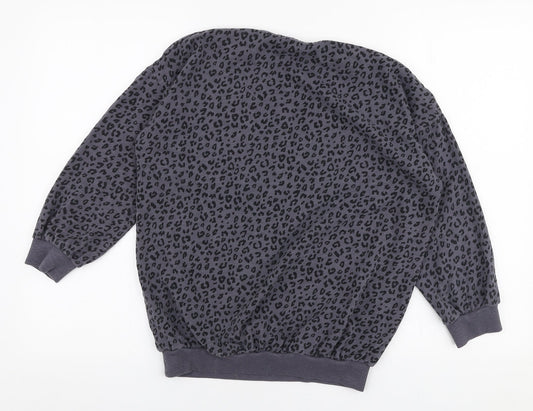 NEXT Girls Grey Animal Print 100% Cotton Pullover Sweatshirt Size 11 Years  Pullover
