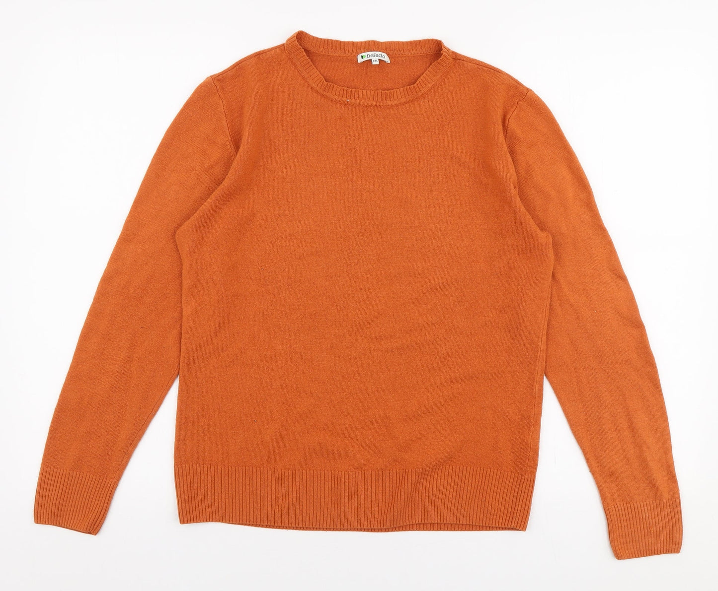 DeFacto Womens Orange Round Neck  Acrylic Pullover Jumper Size 2XL