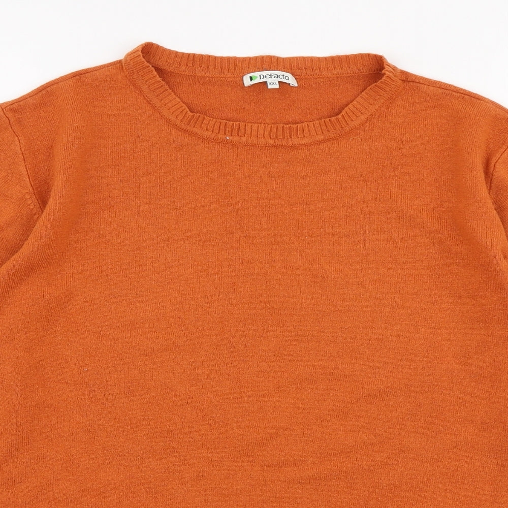 DeFacto Womens Orange Round Neck  Acrylic Pullover Jumper Size 2XL