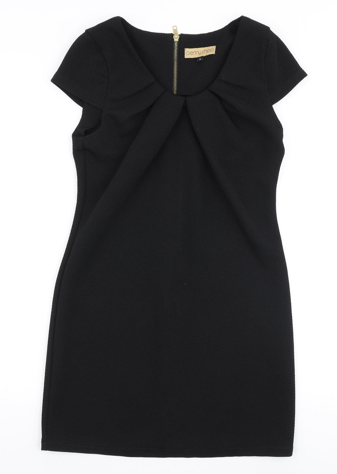 Penny Choo Womens Black  Polyester A-Line  Size 8  Round Neck Zip