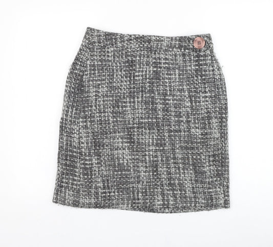 AMARANTO Womens Grey  Acrylic A-Line Skirt Size 12   Zip