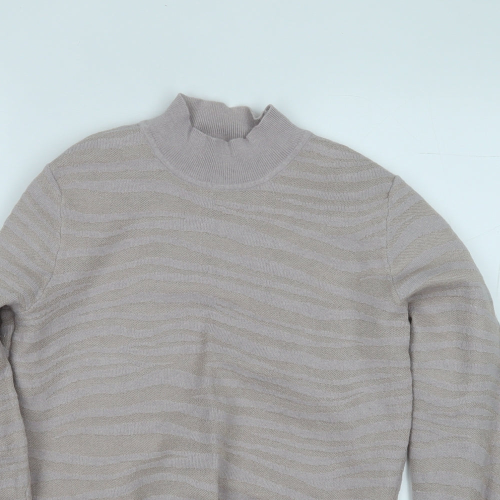 Oasis Womens Purple Round Neck Striped Polyester Pullover Jumper Size M