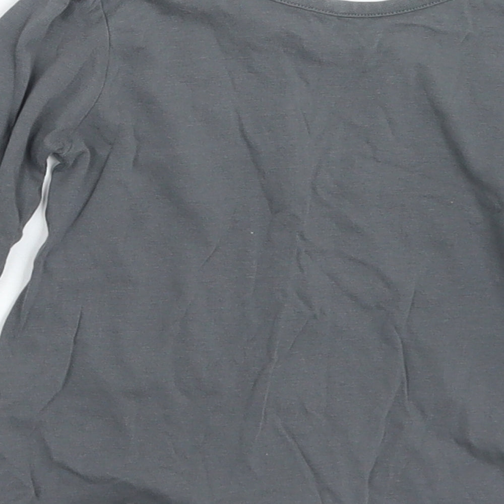 George Girls Grey  Cotton Basic T-Shirt Size 9-12 Months Round Neck  - Slogan