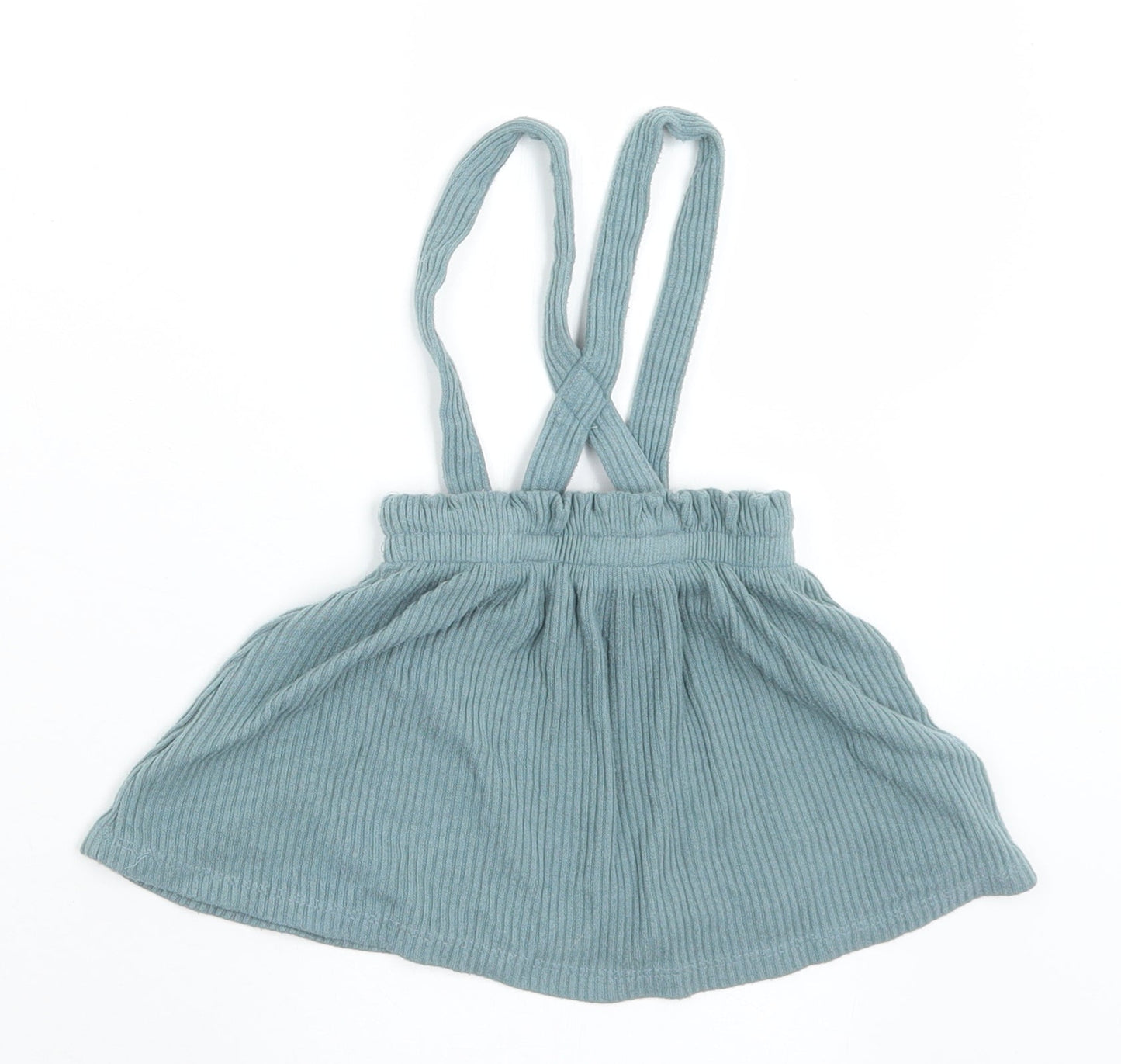George Girls Green  Viscose Pinafore/Dungaree Dress  Size 9-12 Months  Square Neck