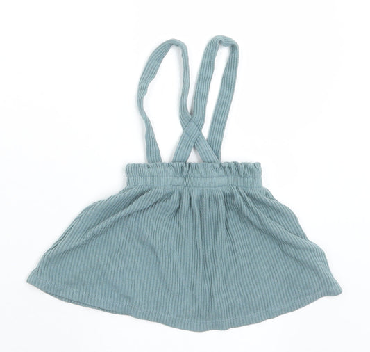 George Girls Green  Viscose Pinafore/Dungaree Dress  Size 9-12 Months  Square Neck