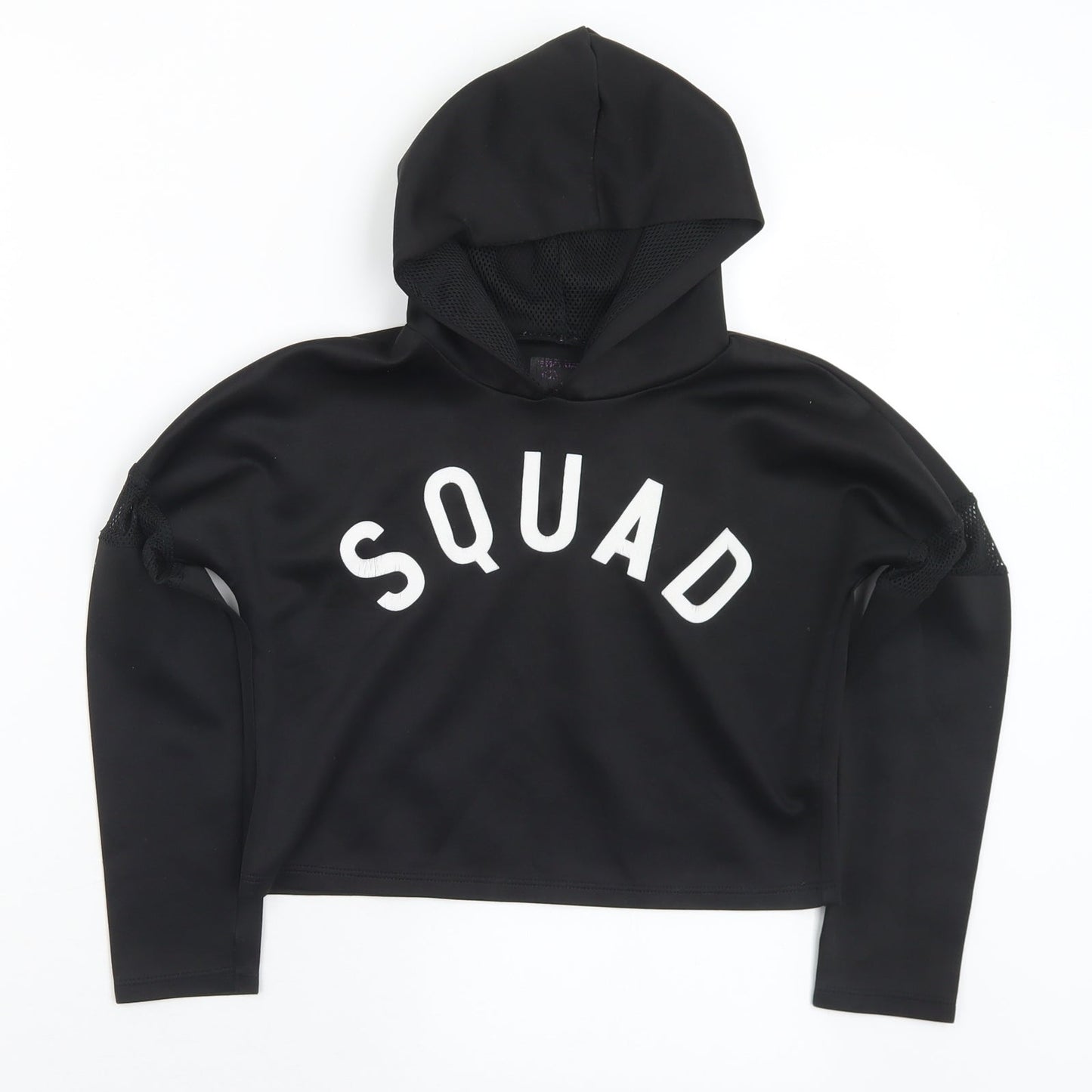 YD Girls Black  Polyester Pullover Hoodie Size 9-10 Years   - Squad