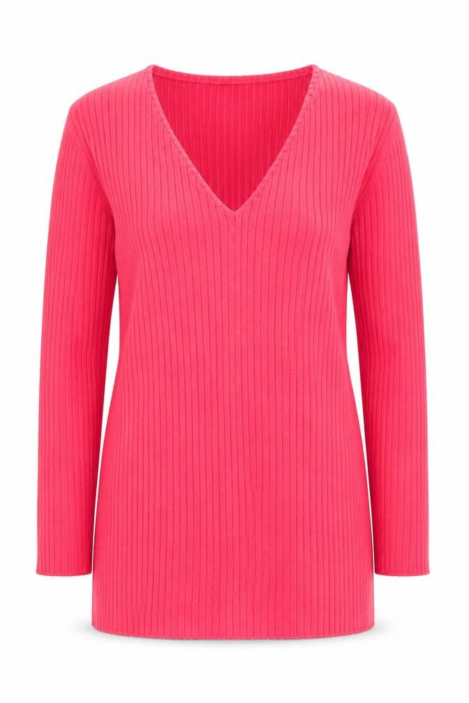 M&Co Womens Pink V-Neck  Viscose Pullover Jumper Size 12