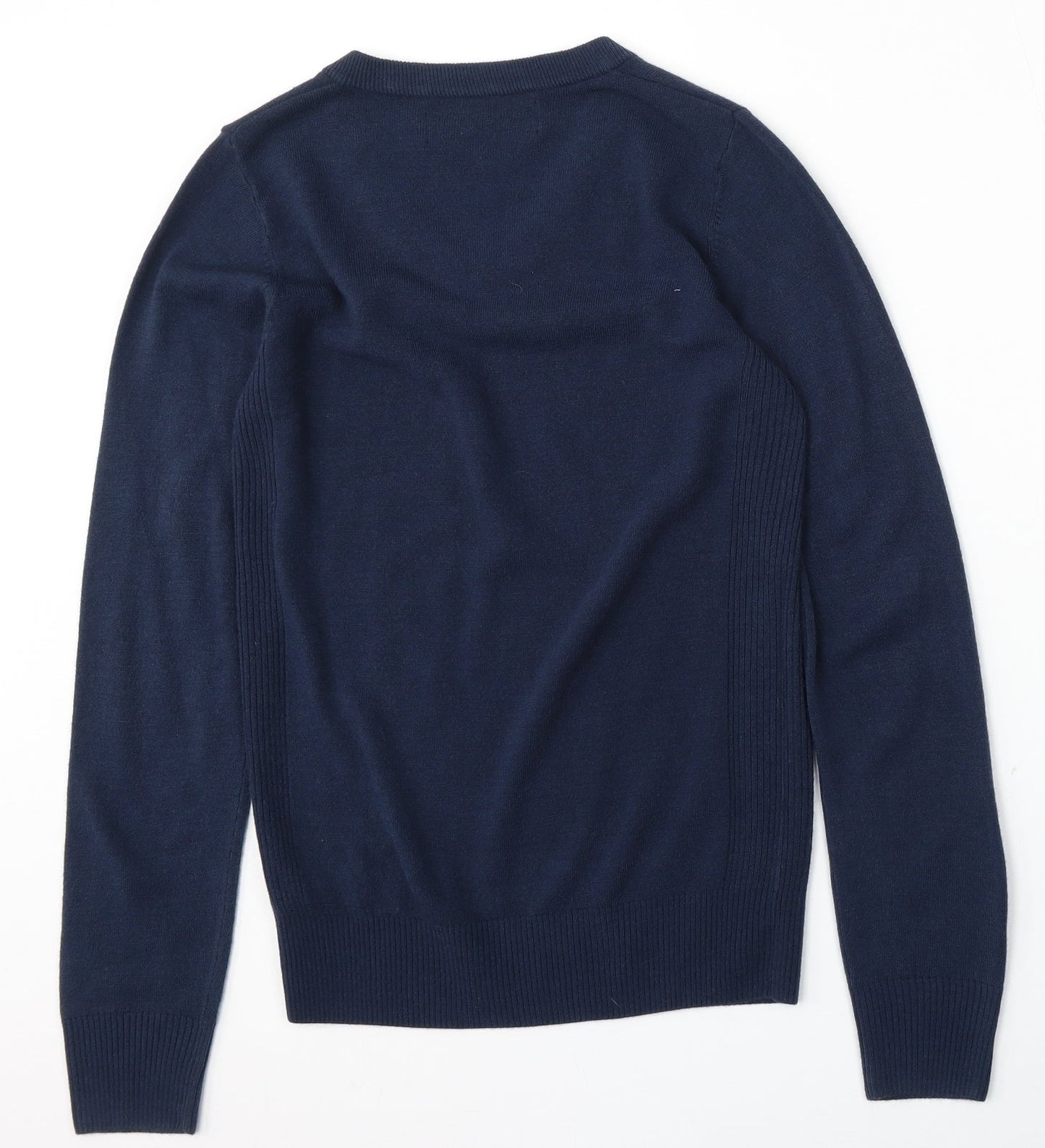 NEXT Womens Blue V-Neck  Acrylic Pullover Jumper Size XS