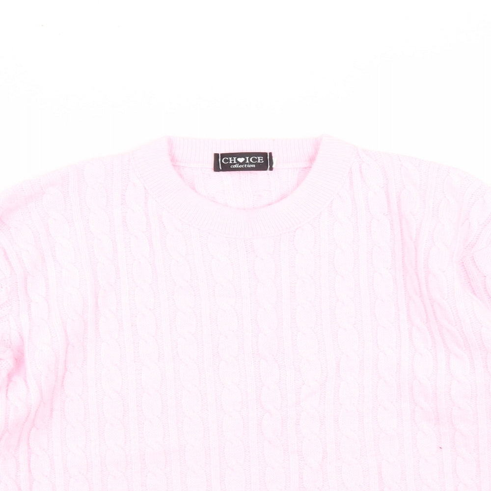 Choice Womens Pink Round Neck  Acrylic Pullover Jumper Size S   - Size S-M