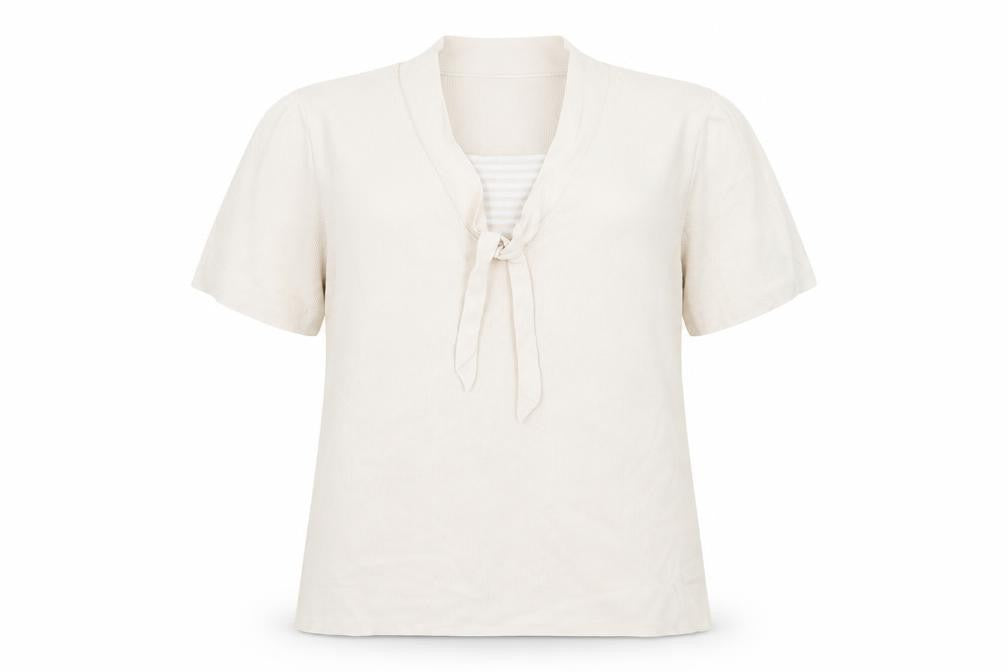 Berkertex Womens Beige  Viscose Basic Blouse Size 14 Round Neck