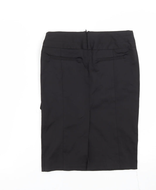 Topshop Womens Black  Polyester Straight & Pencil Skirt Size 8   Zip