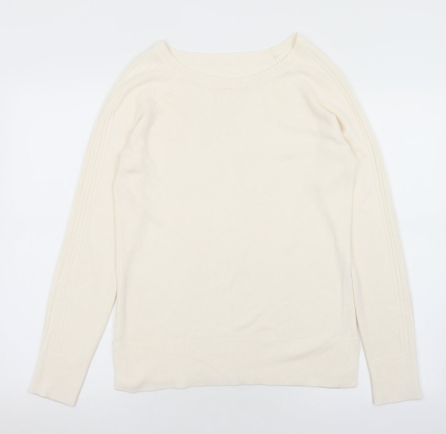 Preworn Womens White Round Neck  Acrylic Pullover Jumper Size M
