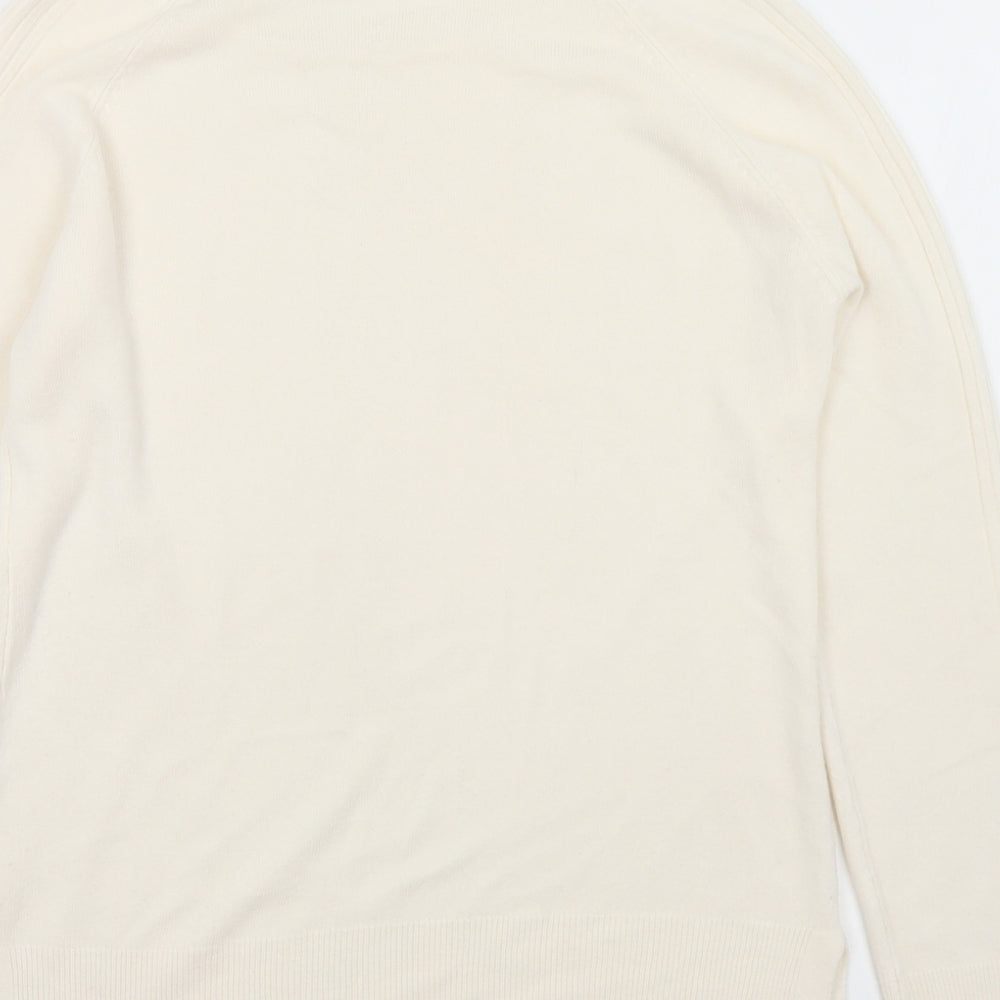 Preworn Womens White Round Neck  Acrylic Pullover Jumper Size M