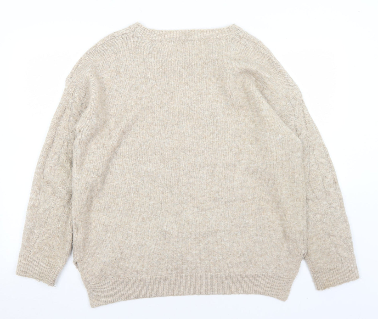 Molly Bracken Womens Beige Crew Neck  Polyester Pullover Jumper Size M   - M/L