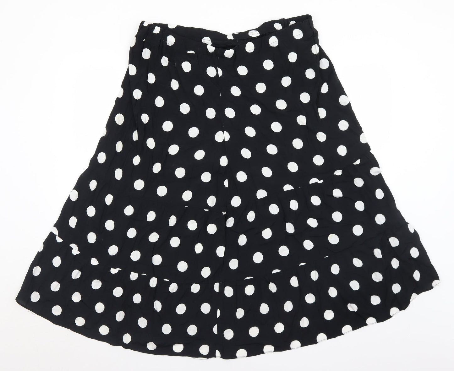 Preworn Womens Black Polka Dot Polyester A-Line Skirt Size 34 in