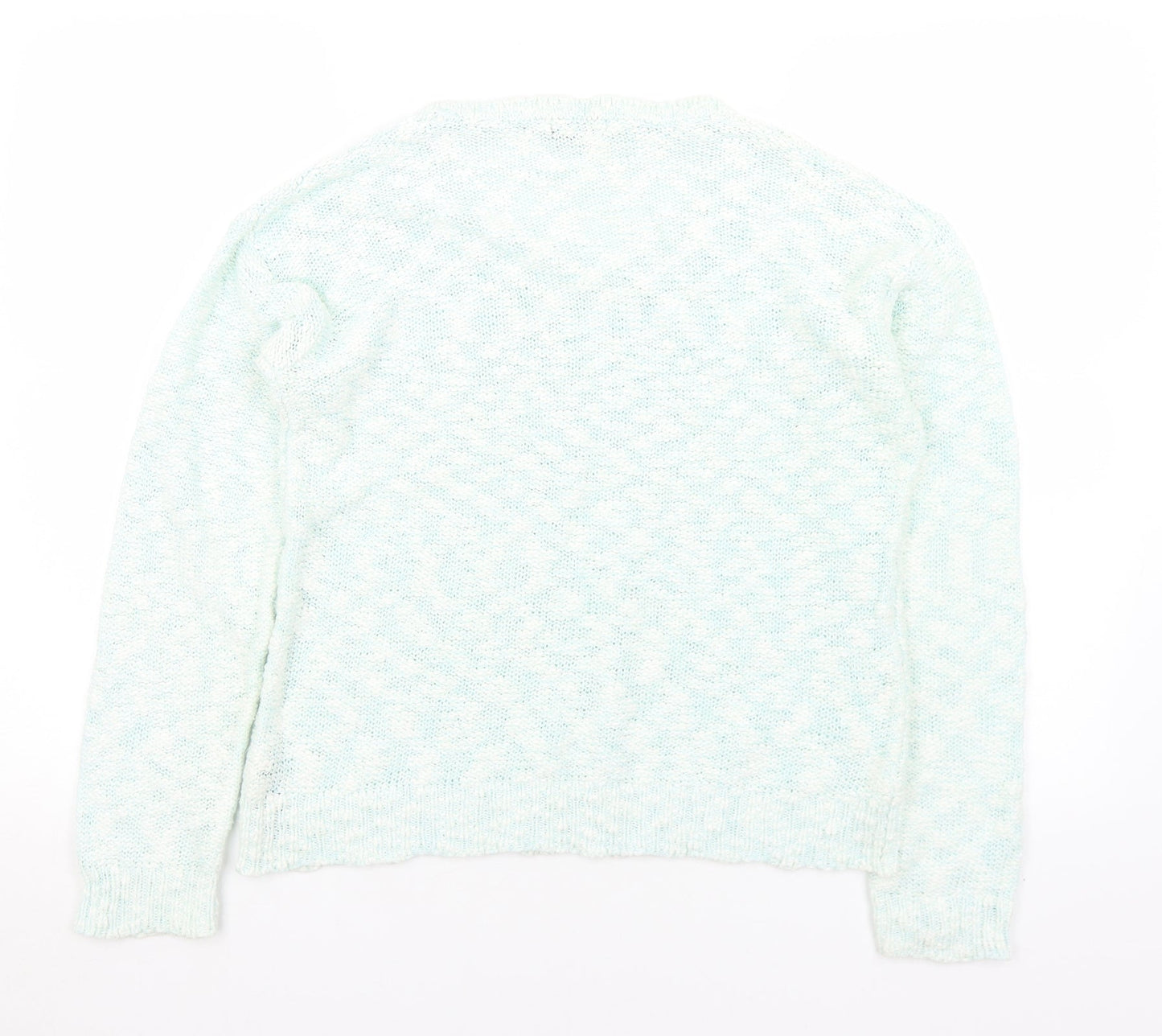 M&Co Womens Green Scoop Neck  Cotton Pullover Jumper Size 16