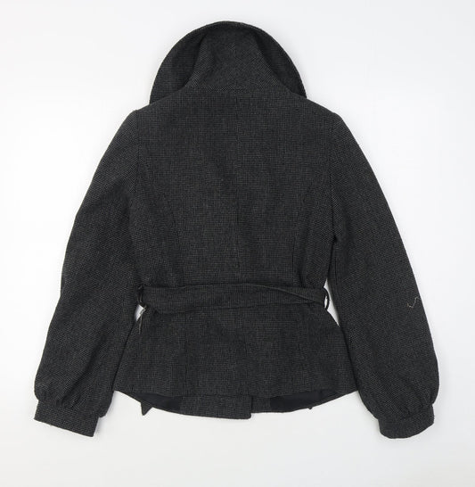 Miss Selfridge Womens Black   Overcoat Coat Size 8  Button