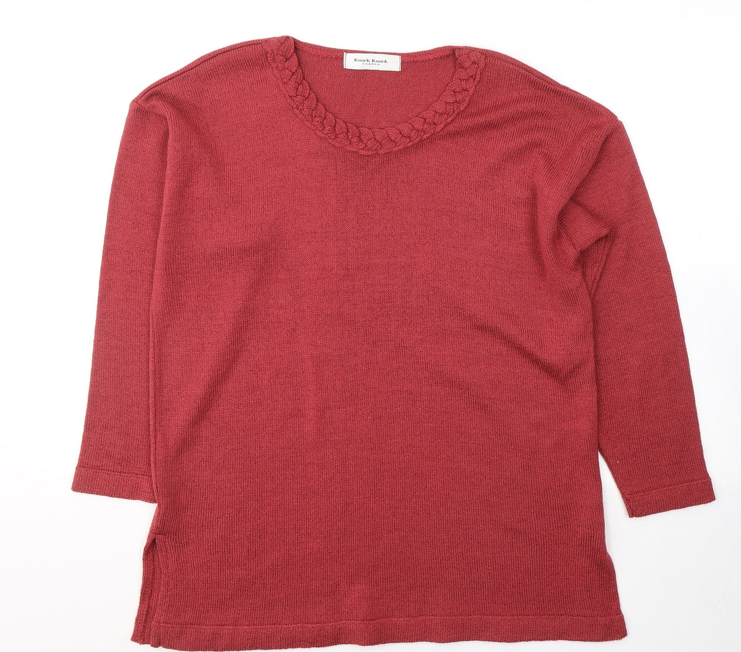 Knock Knock Womens Red Round Neck Animal Print Acrylic Pullover Jumper Size 6