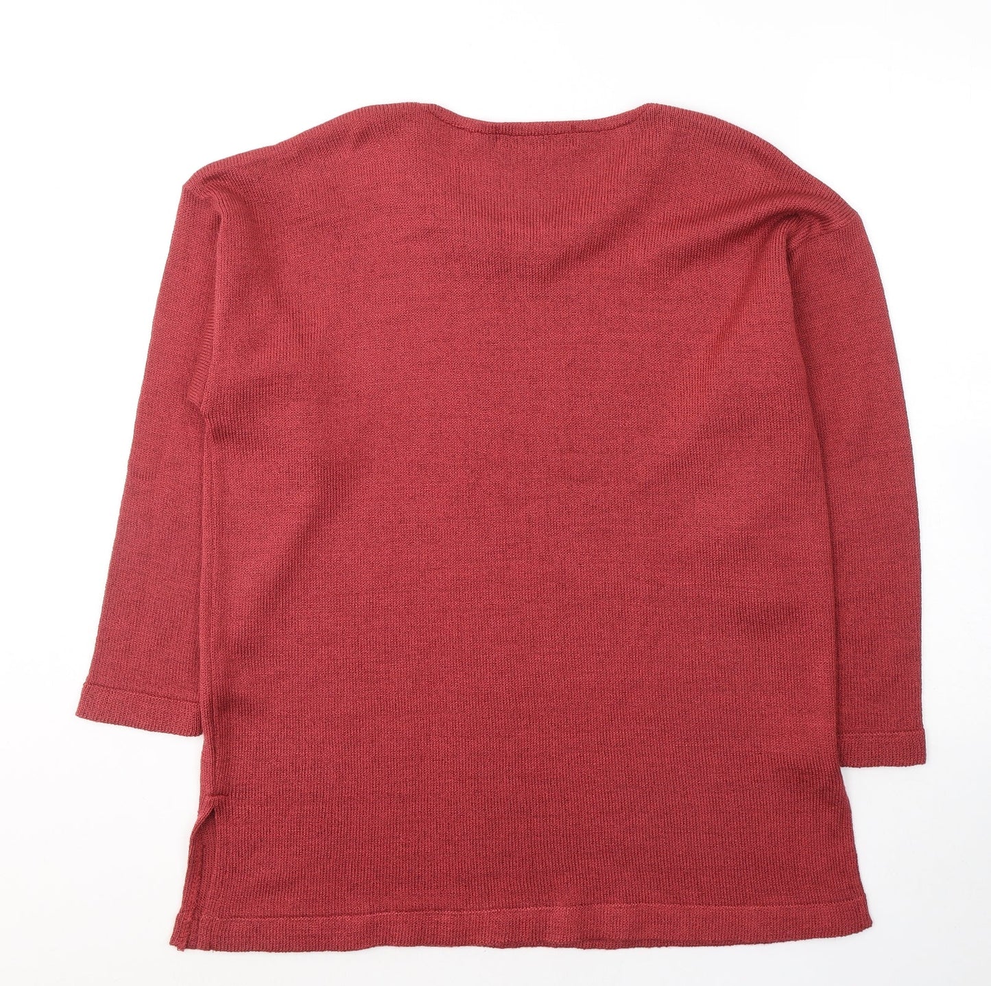 Knock Knock Womens Red Round Neck Animal Print Acrylic Pullover Jumper Size 6