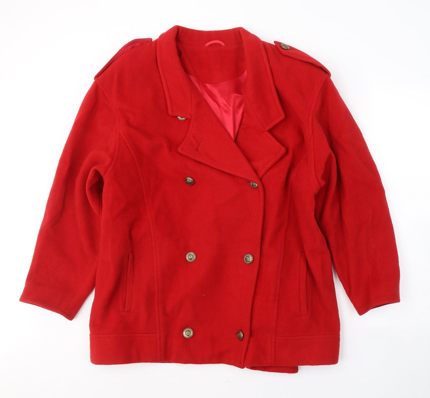 Preworn Womens Red   Pea Coat Coat Size 14  Button