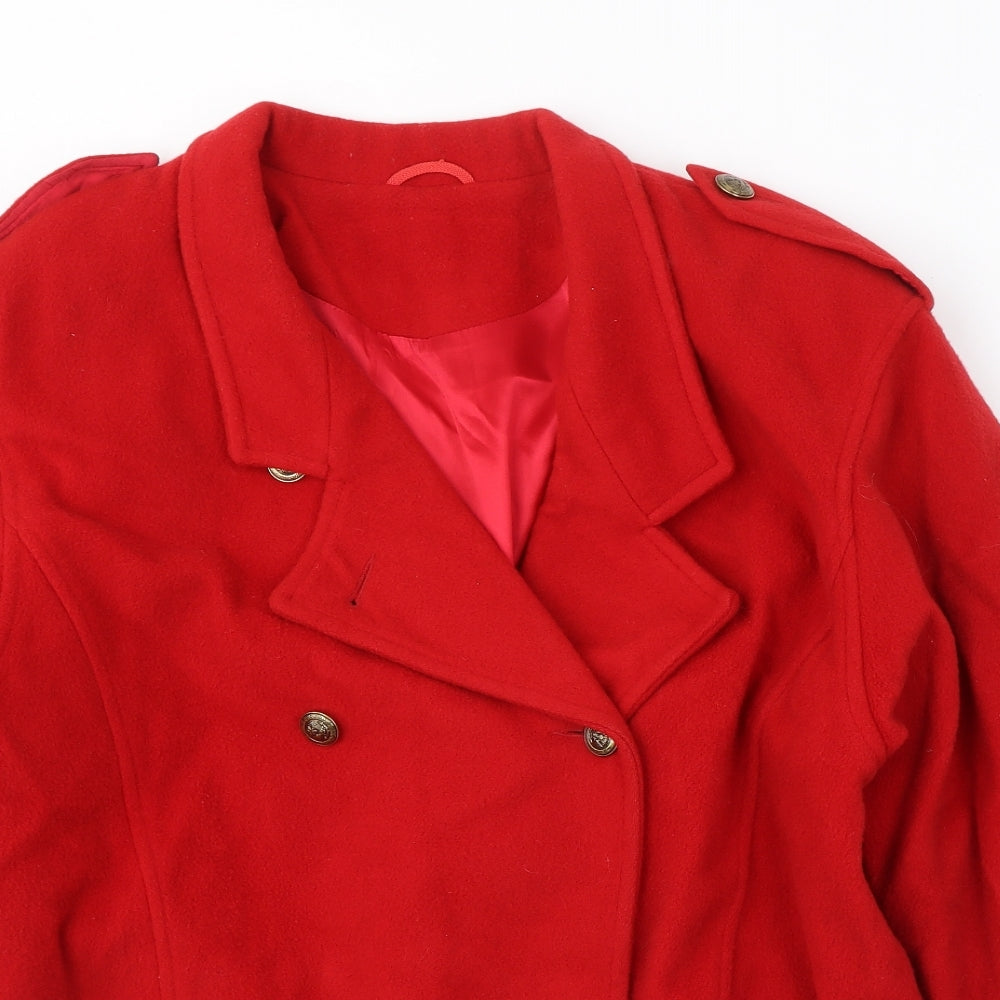 Preworn Womens Red   Pea Coat Coat Size 14  Button