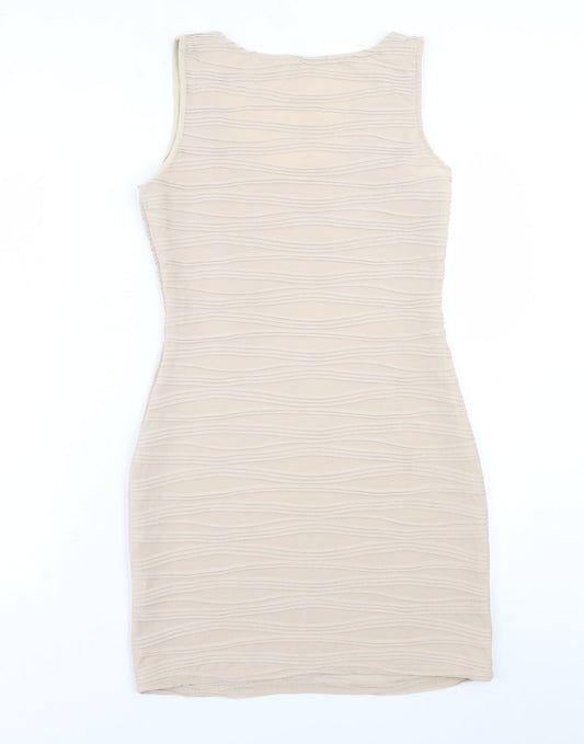 Evita Womens Beige  Polyester Bodycon  Size 12  Scoop Neck Pullover