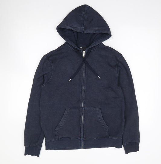 H&M  Mens Blue  Cotton Full Zip Hoodie Size S