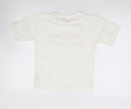 Primark Girls Ivory  Cotton Jersey T-Shirt Size 8-9 Years Crew Neck Pullover