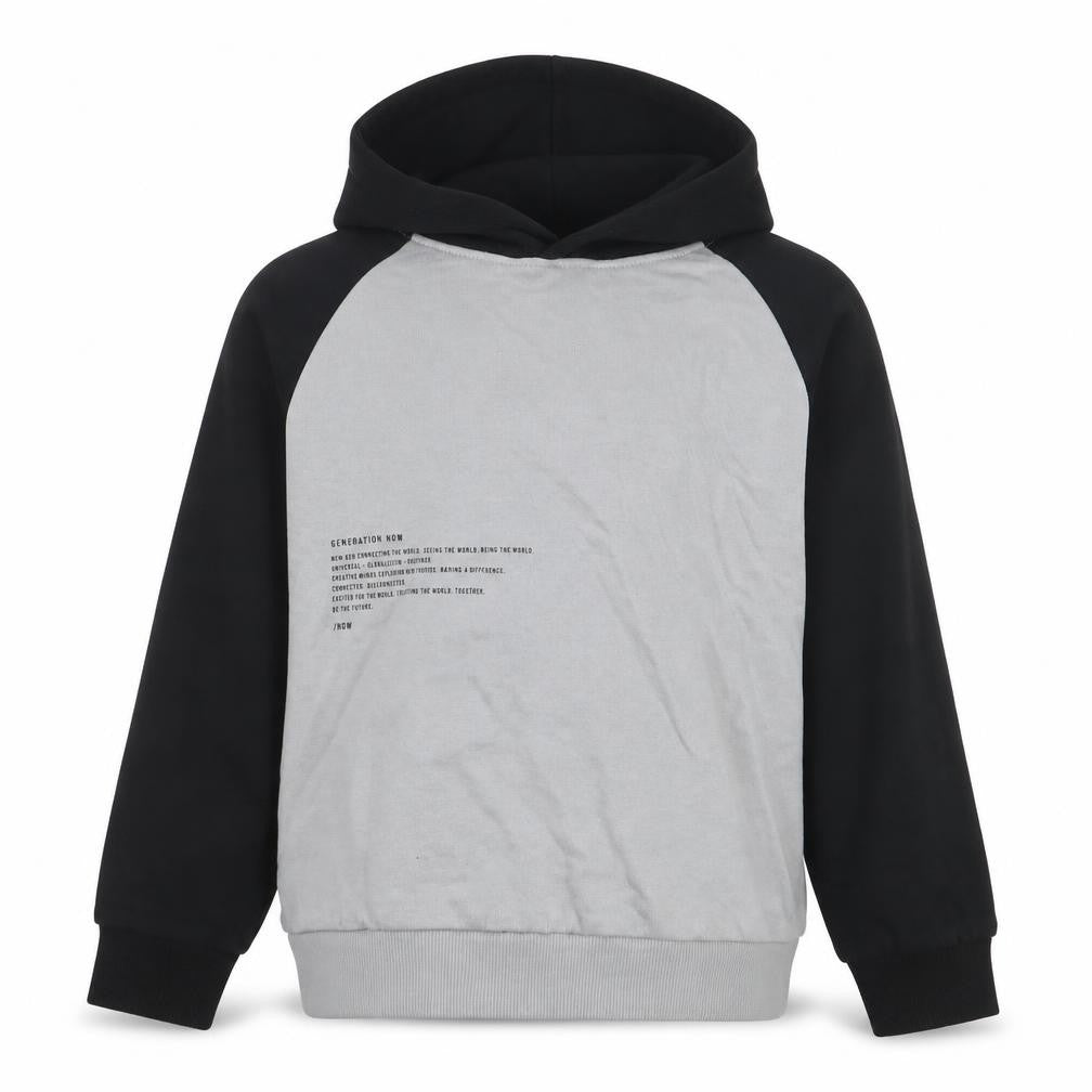 Name It  Boys Grey Colourblock 100% Cotton Pullover Hoodie Size 7-8 Years  Pullover