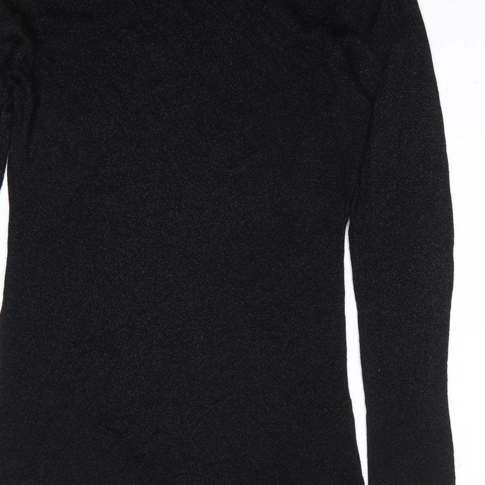 South  Womens Black Boat Neck  Polyester Tunic Jumper Size S