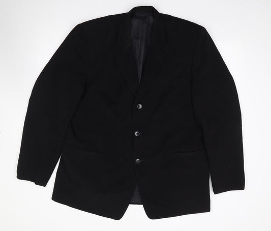 Preworn Mens Black  Polyester Jacket Suit Jacket Size 44