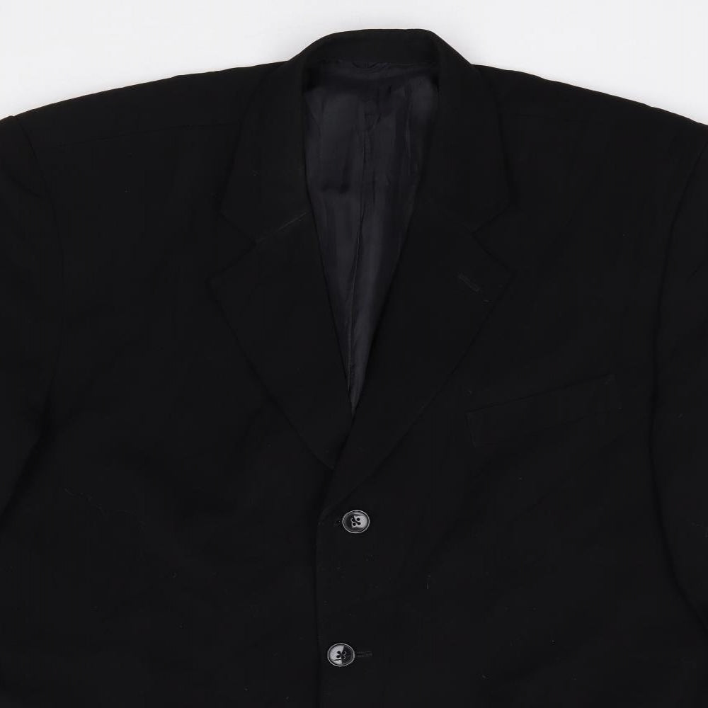 Preworn Mens Black  Polyester Jacket Suit Jacket Size 44