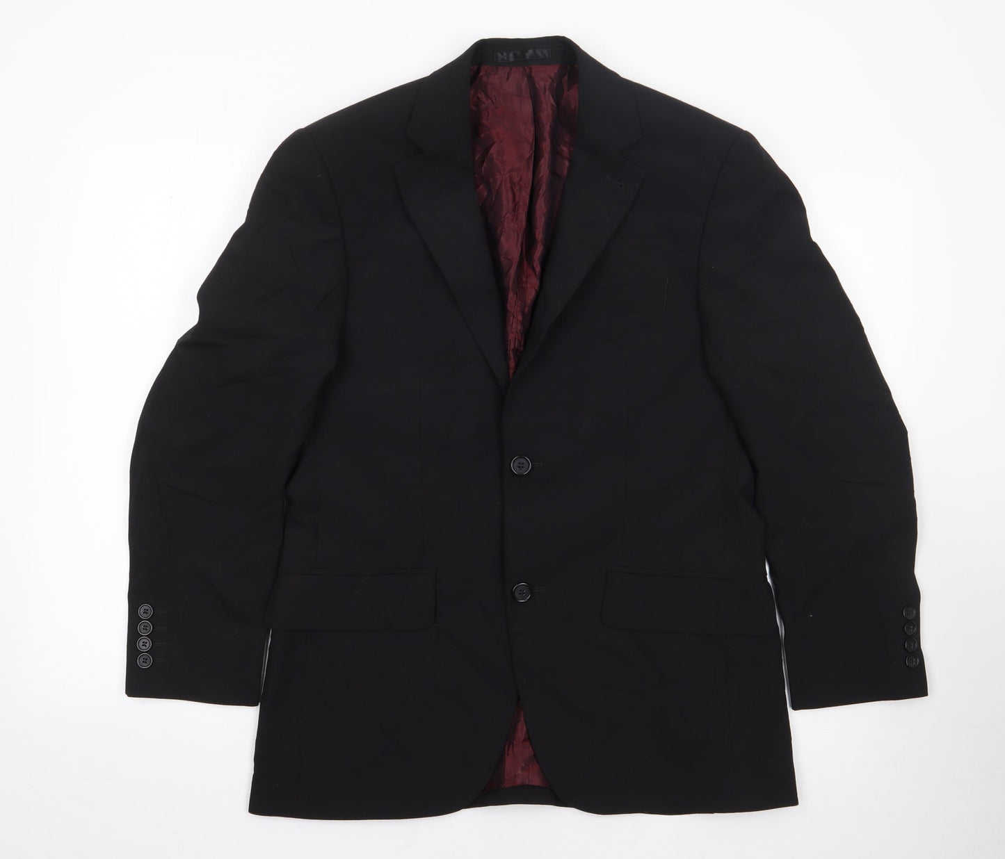 Tom English Mens Black  Polyester Jacket Suit Jacket Size 36